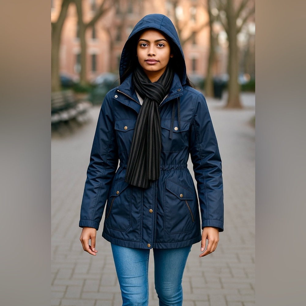 Cavalini‎ Original Small Navy Hooded Utility Jacket Lightweight Windbreaker